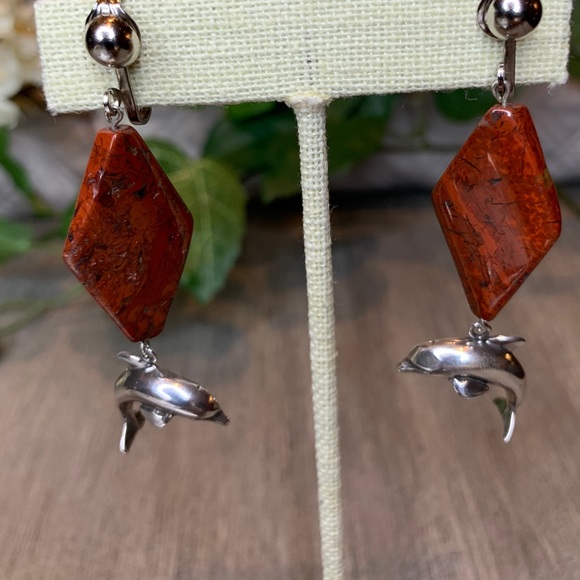 Vintage Kabana 925 Dolphin Bracelet & Earrings - Picture 3 of 5